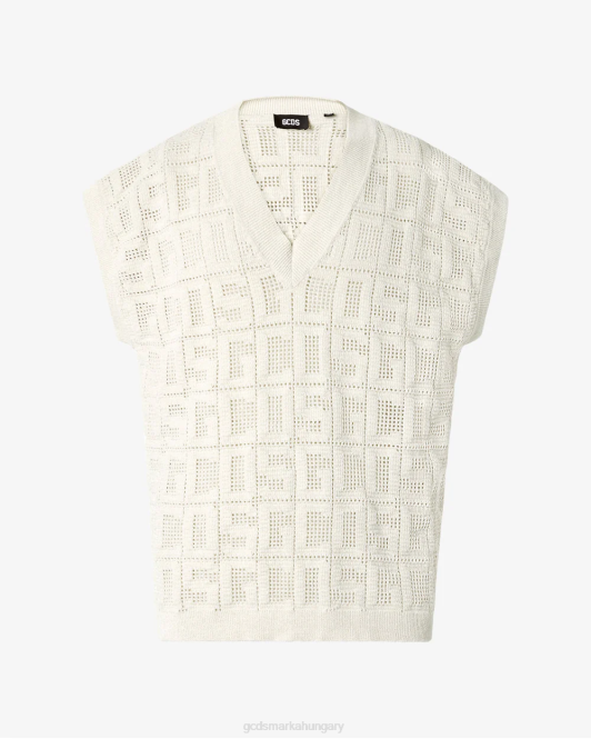 GCDS monogram makramé gilet Z2HB15 ruházat törtfehér férfiak