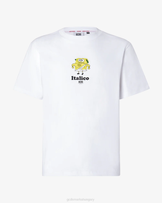 GCDS spongebob italico alap póló Z2HB89 ruházat fehér férfiak