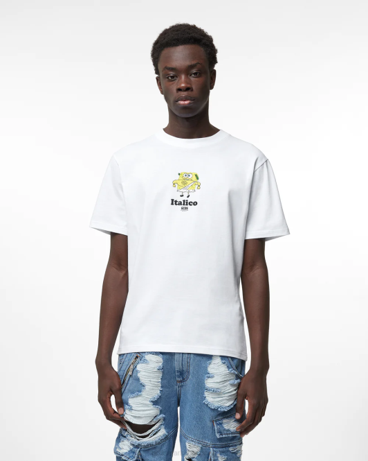 GCDS spongebob italico alap póló Z2HB89 ruházat fehér férfiak