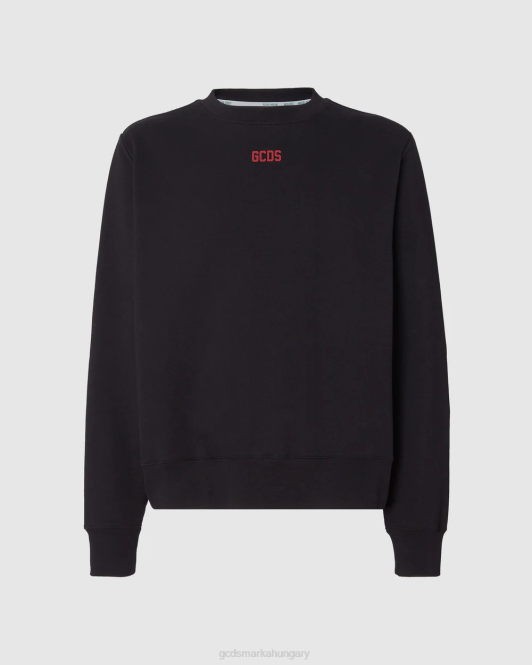 GCDS eco logóval rendes crewneck Z2HB69 ruházat fekete férfiak