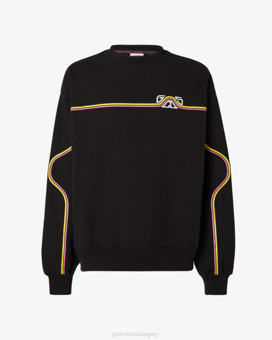 GCDS integetett logó túlméretezett crewneck Z2HB66 ruházat fekete férfiak