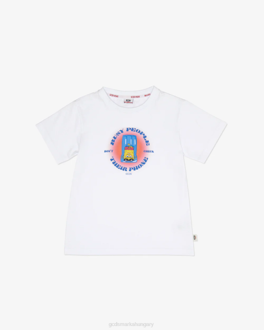 GCDS junior spongebob busy people póló Z2HB715 ruházat fehér gyerekek