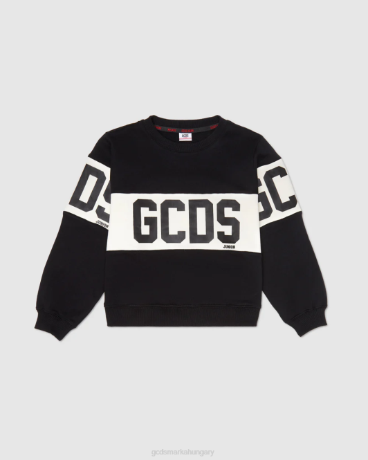 GCDS junior logó banda crewneck Z2HB669 ruházat fekete gyerekek
