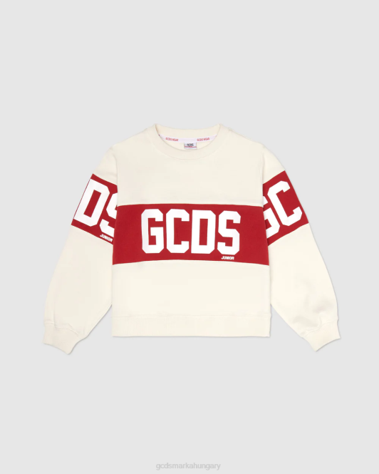GCDS junior logó banda crewneck Z2HB677 ruházat fehérsapkás szürke gyerekek