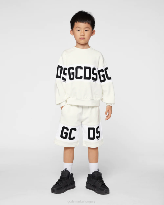 GCDS junior logó banda crewneck Z2HB684 ruházat törtfehér gyerekek