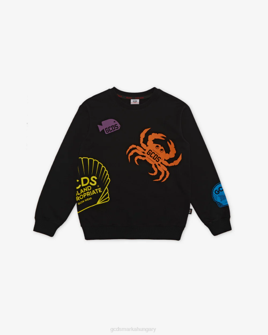 GCDS junior shell crewneck Z2HB700 ruházat fekete gyerekek