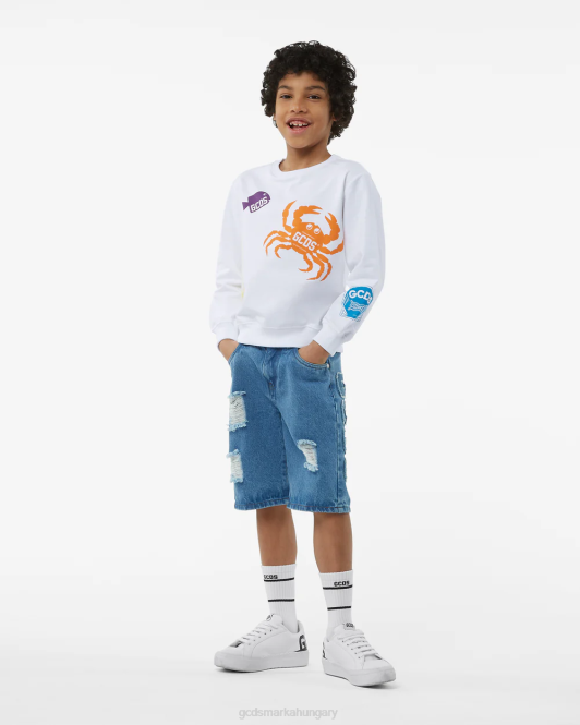 GCDS junior shell crewneck Z2HB701 ruházat fehér gyerekek
