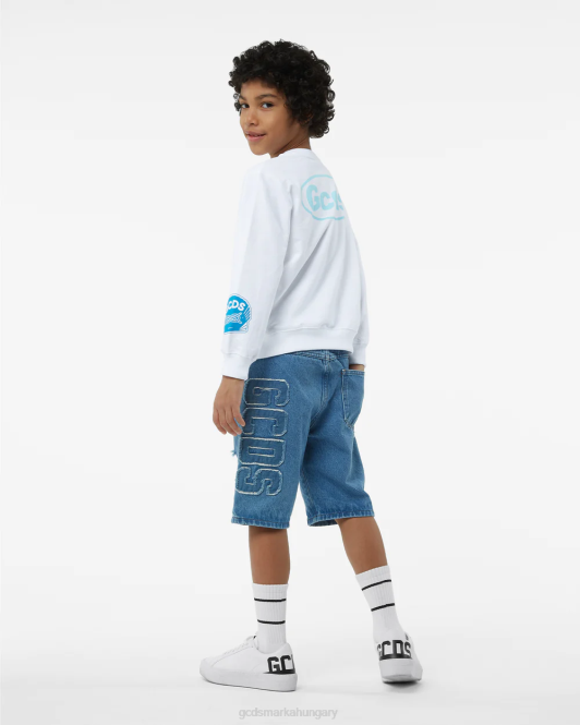 GCDS junior shell crewneck Z2HB701 ruházat fehér gyerekek