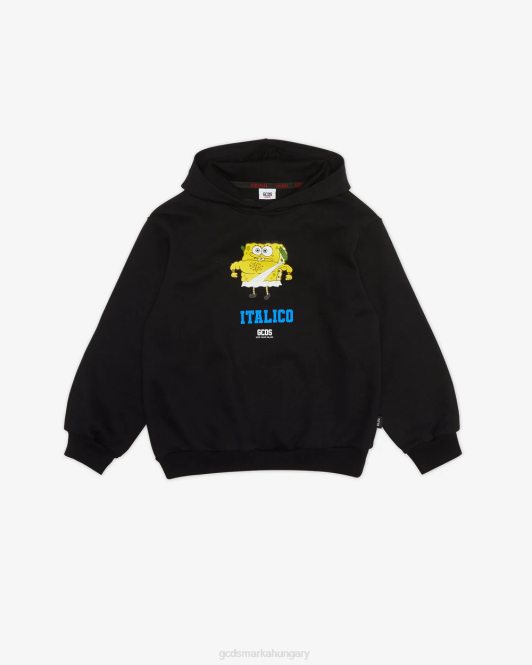 GCDS junior spongebob italico kapucnis pulcsi Z2HB704 ruházat fekete gyerekek