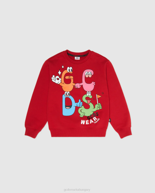 GCDS junior szörnyek crewneck Z2HB666 ruházat piros gyerekek