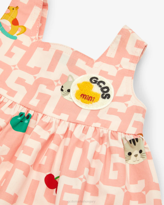 GCDS baba monogram állatok ruha Z2HB626 ruházat rózsaszín gyerekek