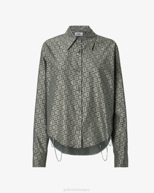 GCDS bling monogram overshirt Z2HB318 ruházat katonai zöld nők