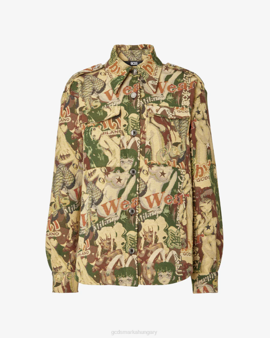 GCDS hentai overshirt Z2HB313 ruházat katonai zöld nők