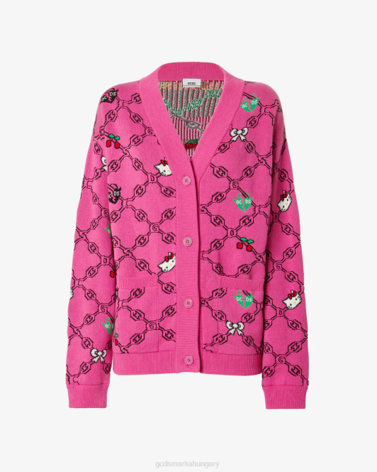 GCDS hello kitty jacquard kardigán Z2HB336 ruházat fukszia nők