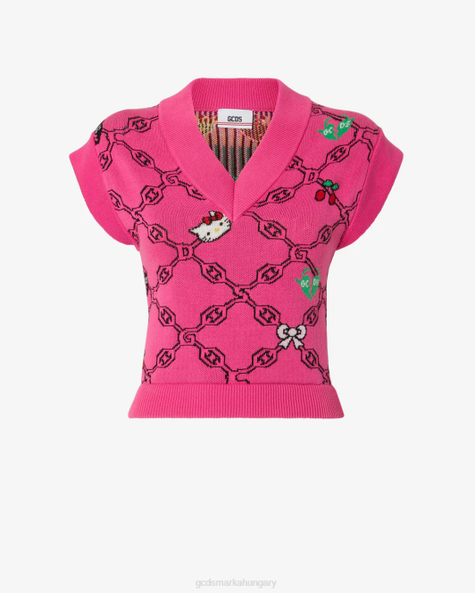 GCDS hello kitty jacquard mellény Z2HB334 ruházat fukszia nők
