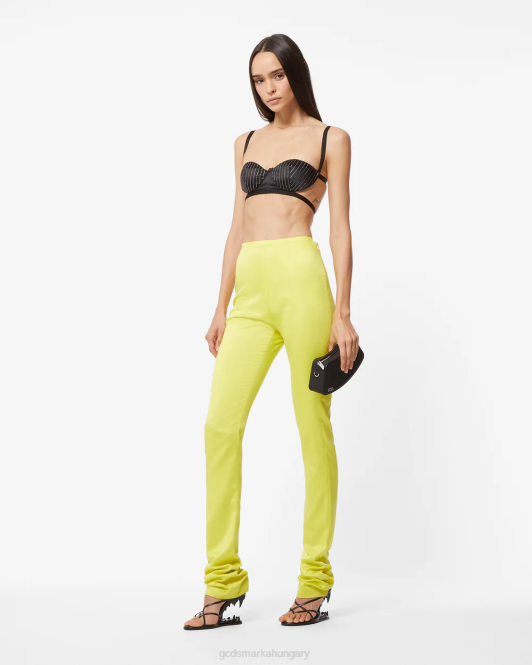 GCDS bling fényes szűk nadrág Z2HB442 ruházat sárga fluo nők