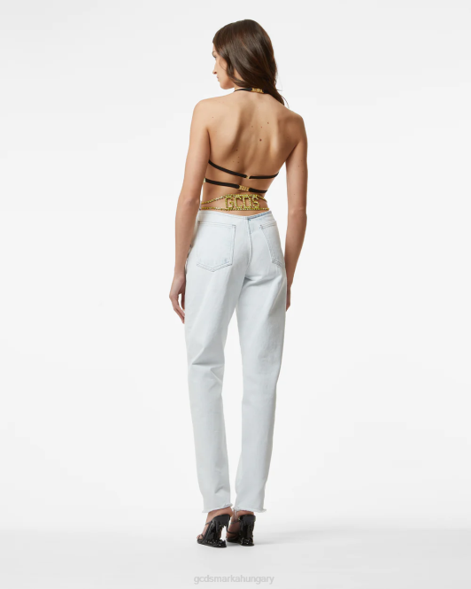 GCDS bling farmer nadrág Z2HB448 ruházat törtfehér nők