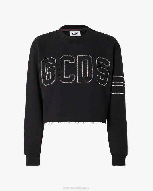 GCDS bling jersey crop pulóver Z2HB341 ruházat fekete nők