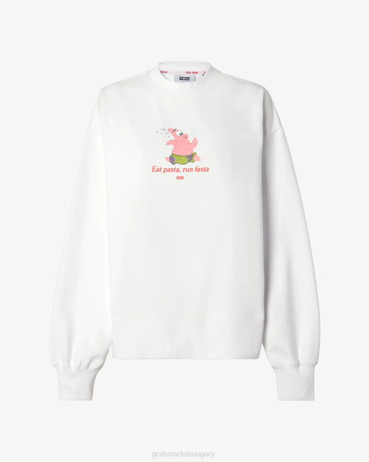 GCDS spongebob patrick eszik tésztát crewneck Z2HB349 ruházat fehér nők